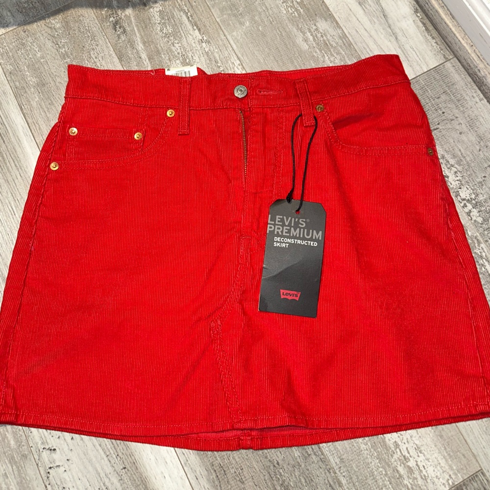 Levi’s premium deconstructed red corduroy skirt